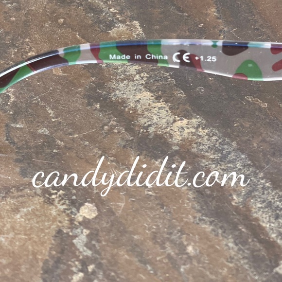 Translucent Chartreuse Camo W/Chartreuse Crystals Bling Reader Glasses With Case - Picture 9 of 11